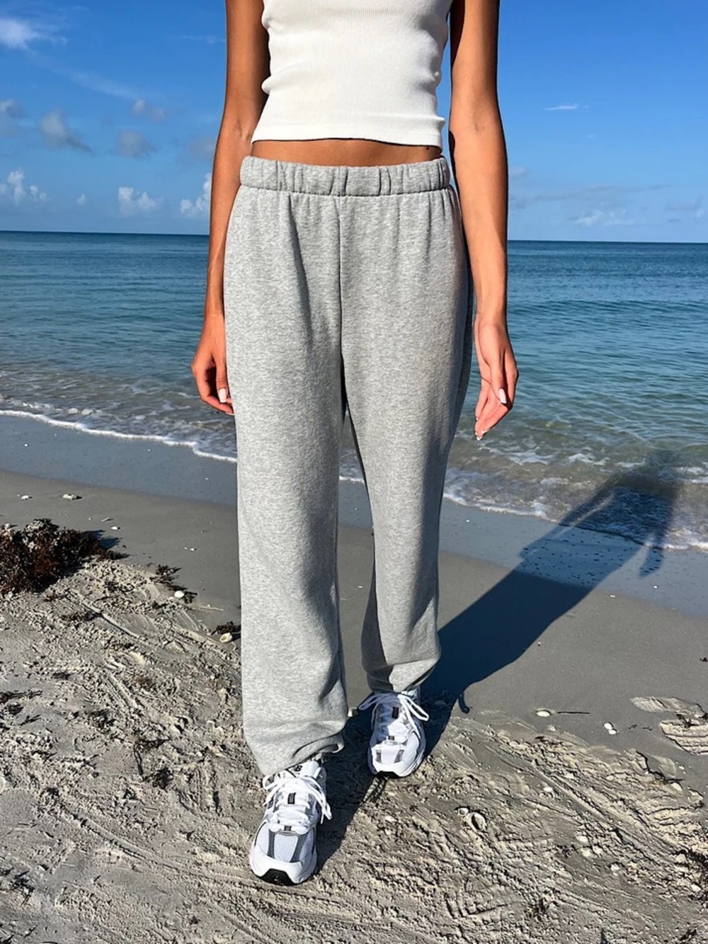 Brandy Melville Rosa Cuffed Sweatpants Light Heather Grey One Size (worn once)
